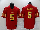 Nike 49ers 5 Trey Lance Red Gold Color Rush Vapor Untouchable Limited Jersey,baseball caps,new era cap wholesale,wholesale hats
